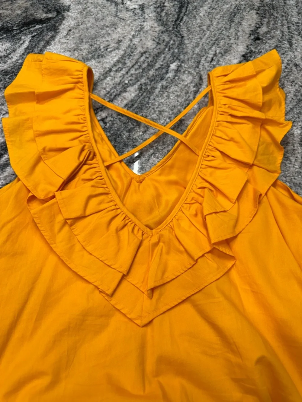 NWOT Maeve Sunrise Ruffle V-Neck Mini Dress - Yellow L - Picture 10 of 13